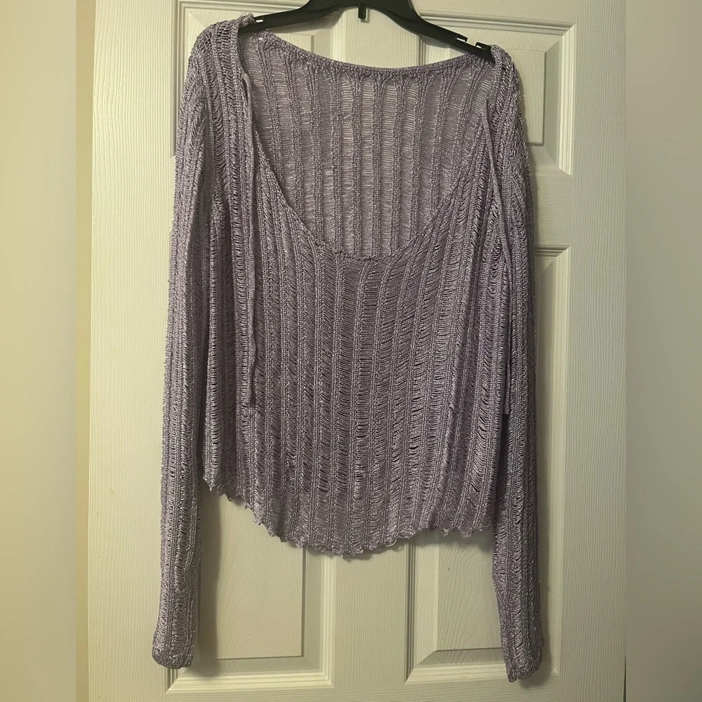 Free People/ FP Intimately Lets Dance Long Sleeve Lavender Top Size Large - Picture 6 of 8